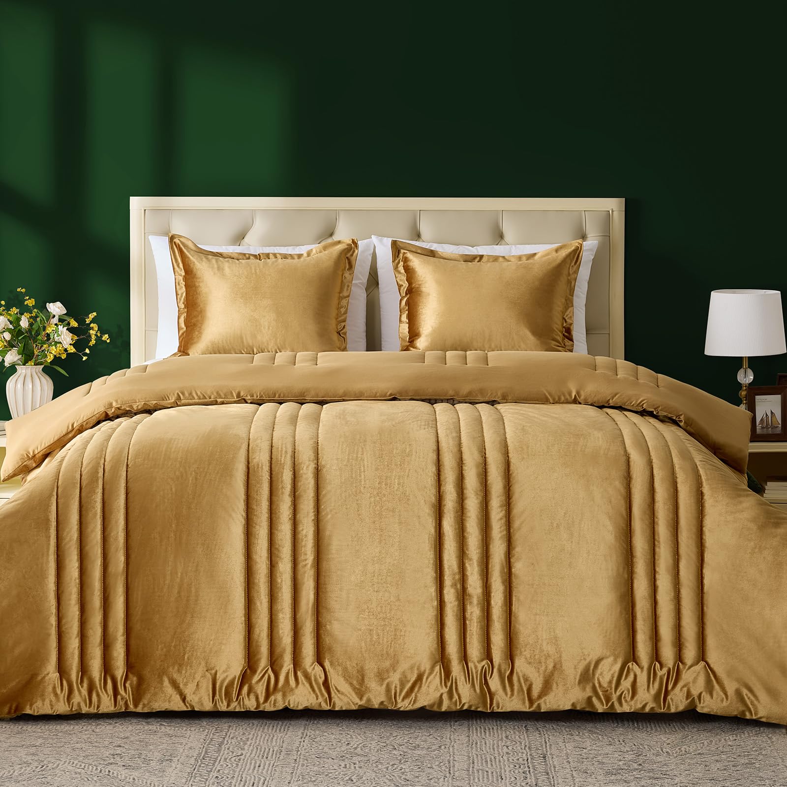 Gold Velvet King Comforter Set