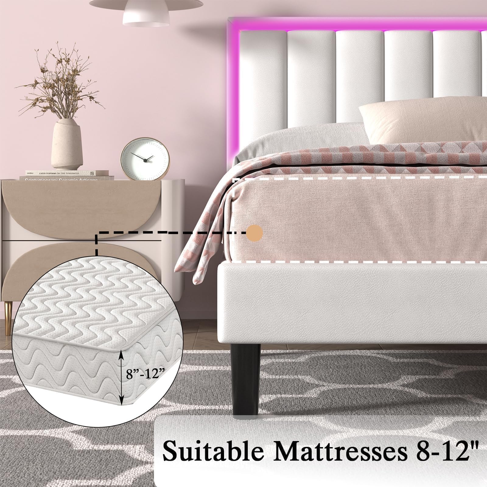 Queen Bed Frame with LED Lights