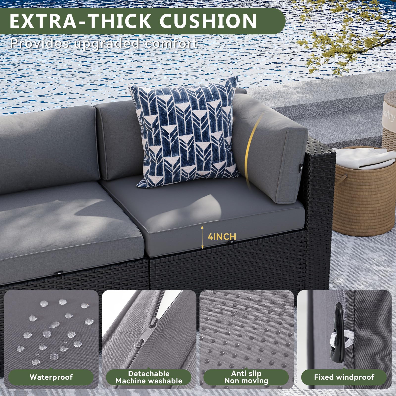 8 Piece Patio Furniture Set with Fire Pit Table