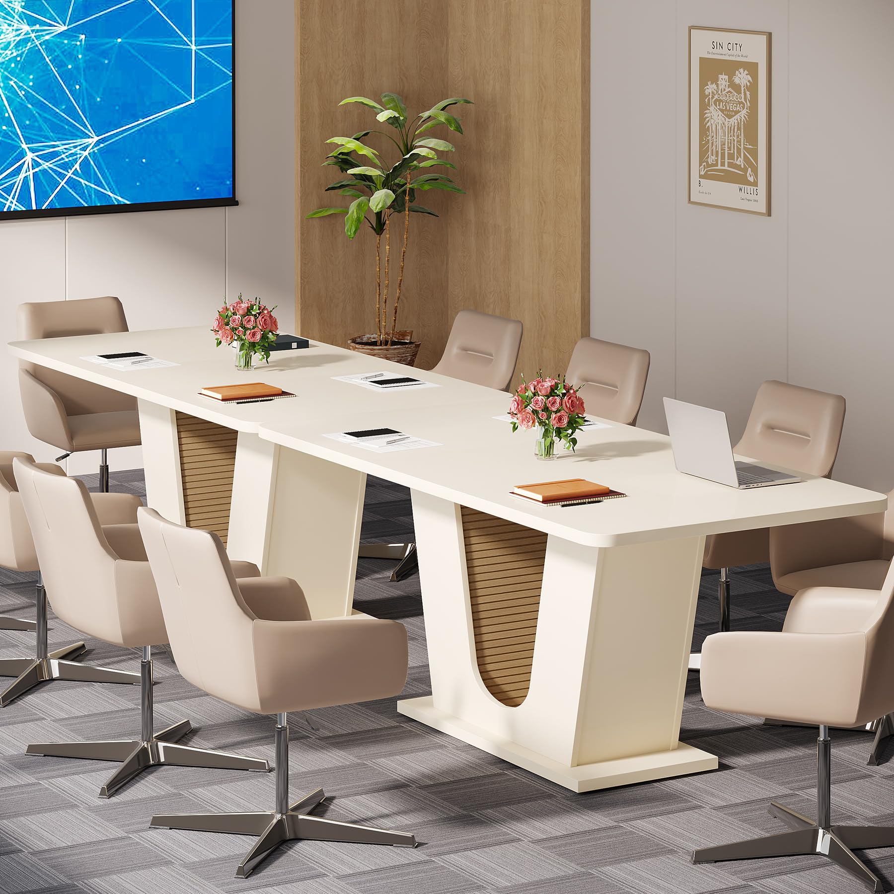 55-Inch Rectangular Conference Table for 4-6 People