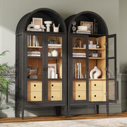 Tall Arched Storage Cabinet with Glass Doors