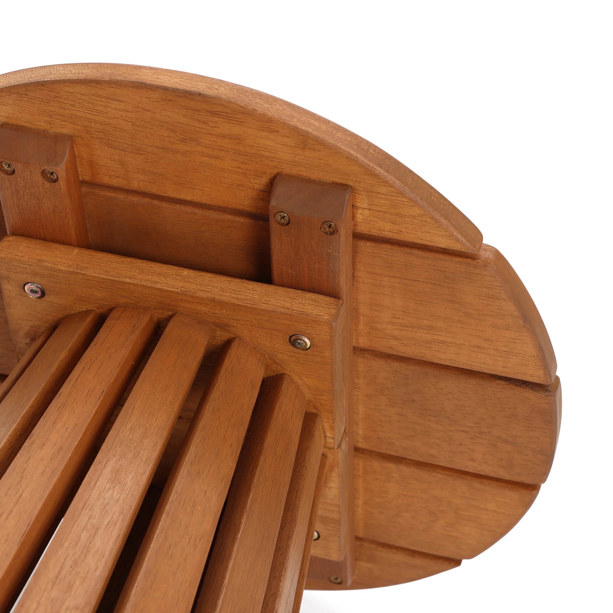 17" Natural Solid Wood Round Outdoor Side Table