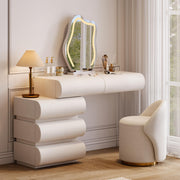 White Makeup Vanity Set with LED Mirror and Dressing Stool