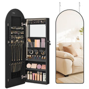 Wide LED Jewelry Cabinet with Arched Mirror