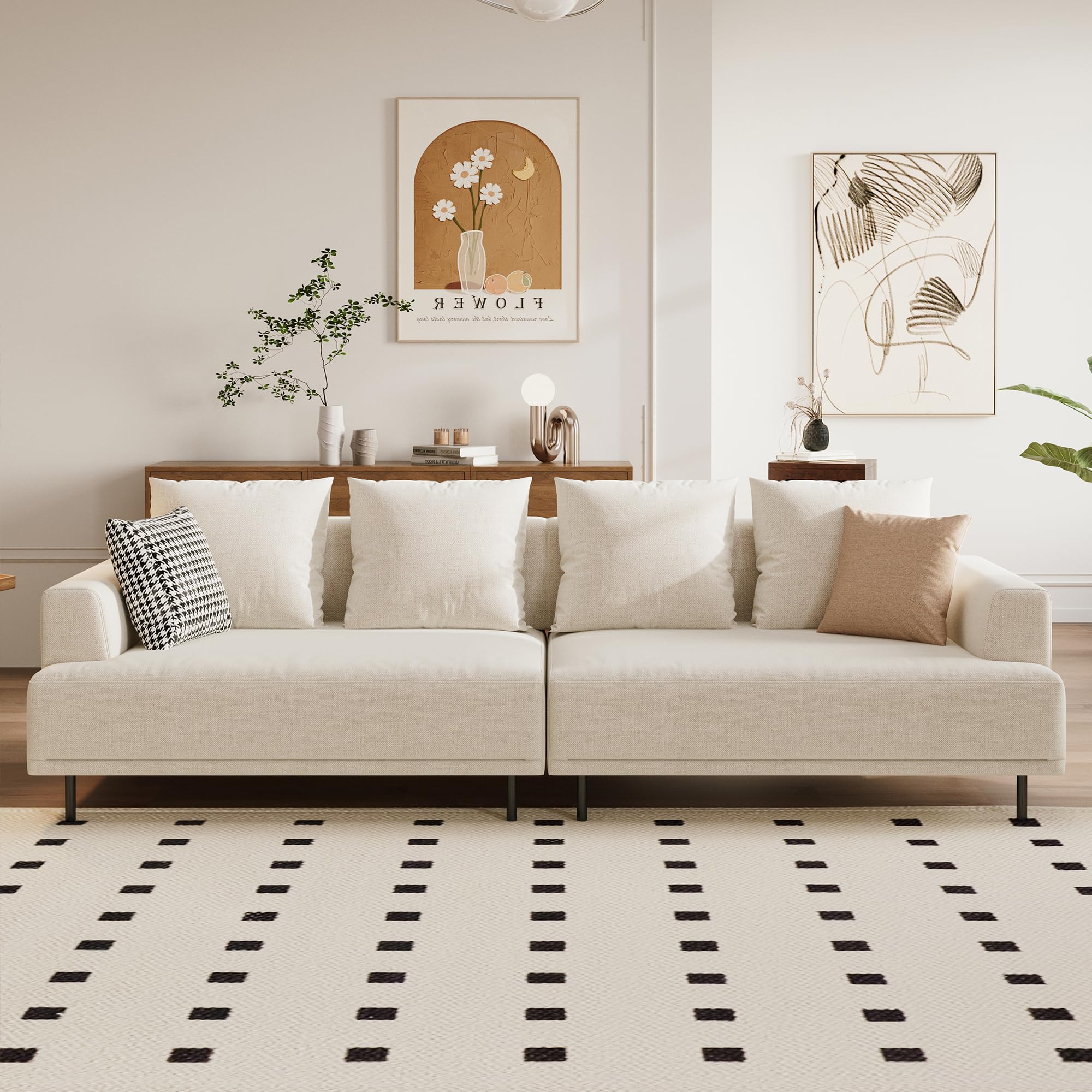 Modular Sectional Sofa 109.4" Wide Mid-Century Modern Fabric Couch