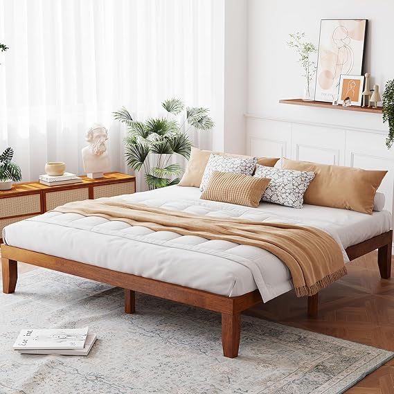 King Solid Wood Platform Bed Frame