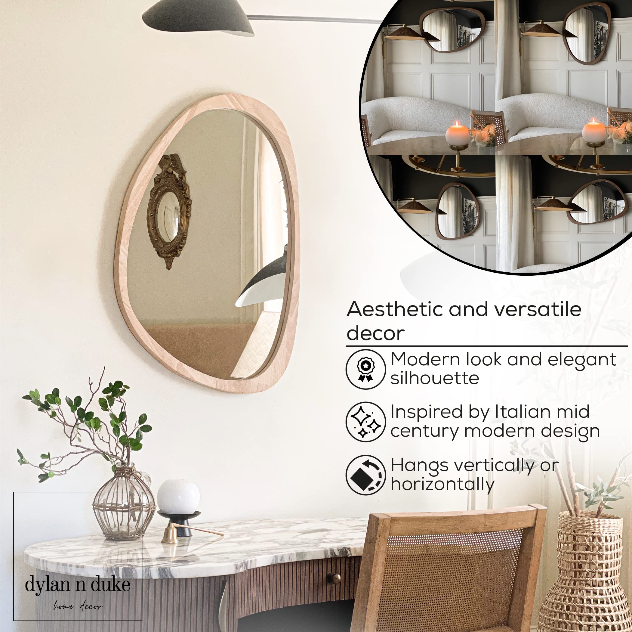 Irregular Wood Frame Boho Mirror