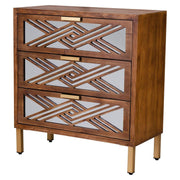 3-Drawer Accent Dresser with Geometric Mirror Front