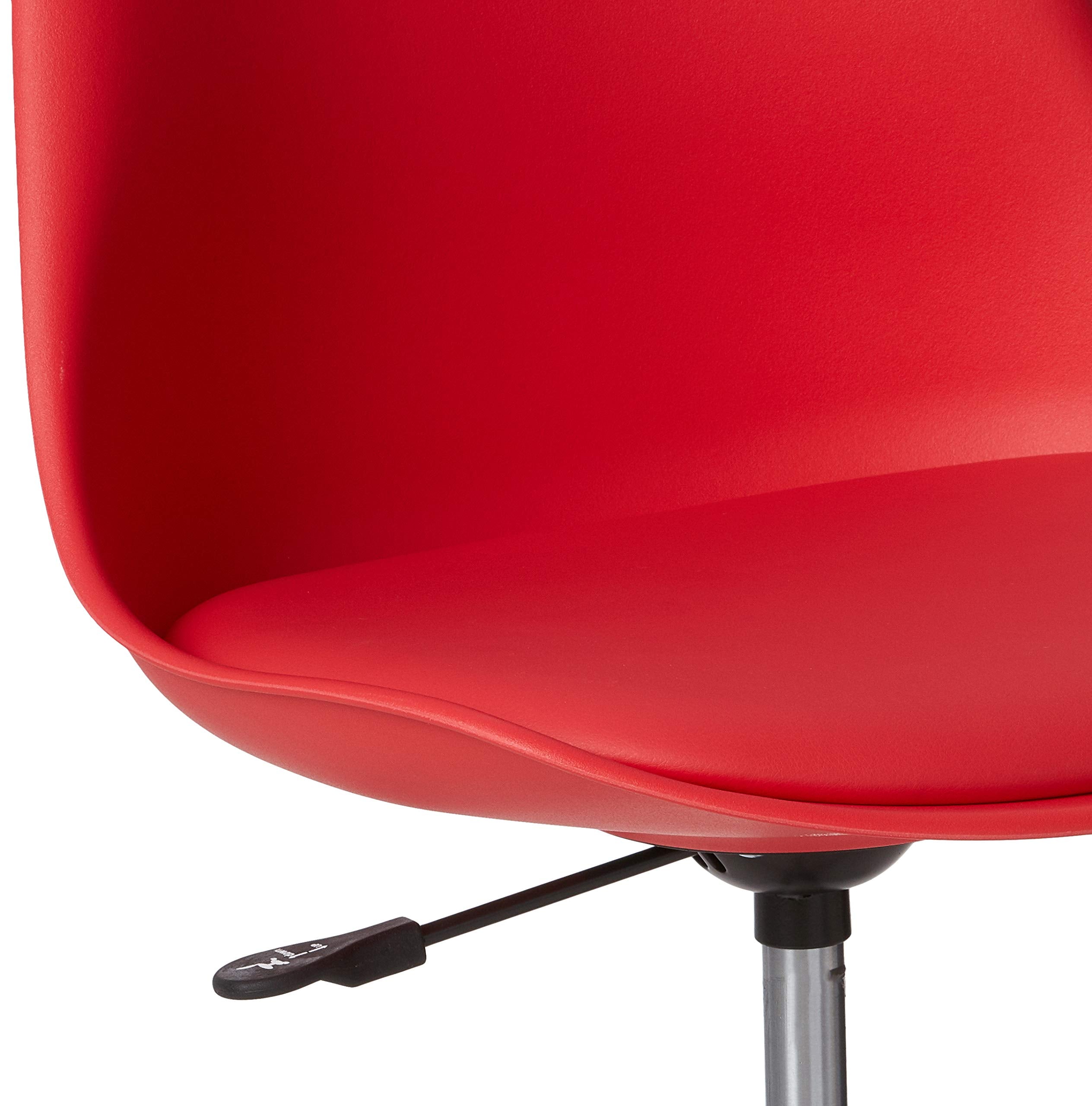 Polyurethane Seat Armless Task Chair with Chrome Base and Casters - Red