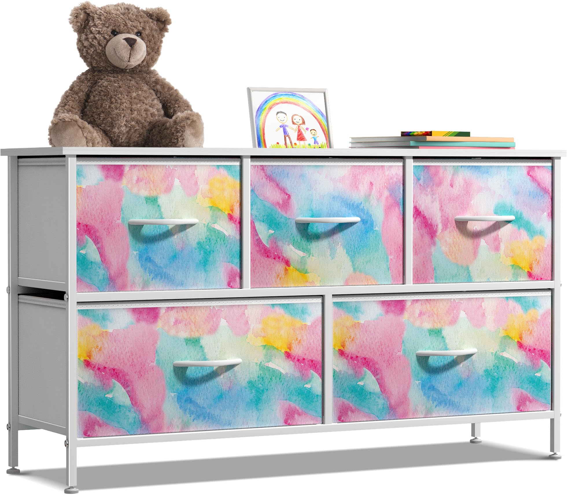 5-Drawer Storage Dresser with Fabric Bins