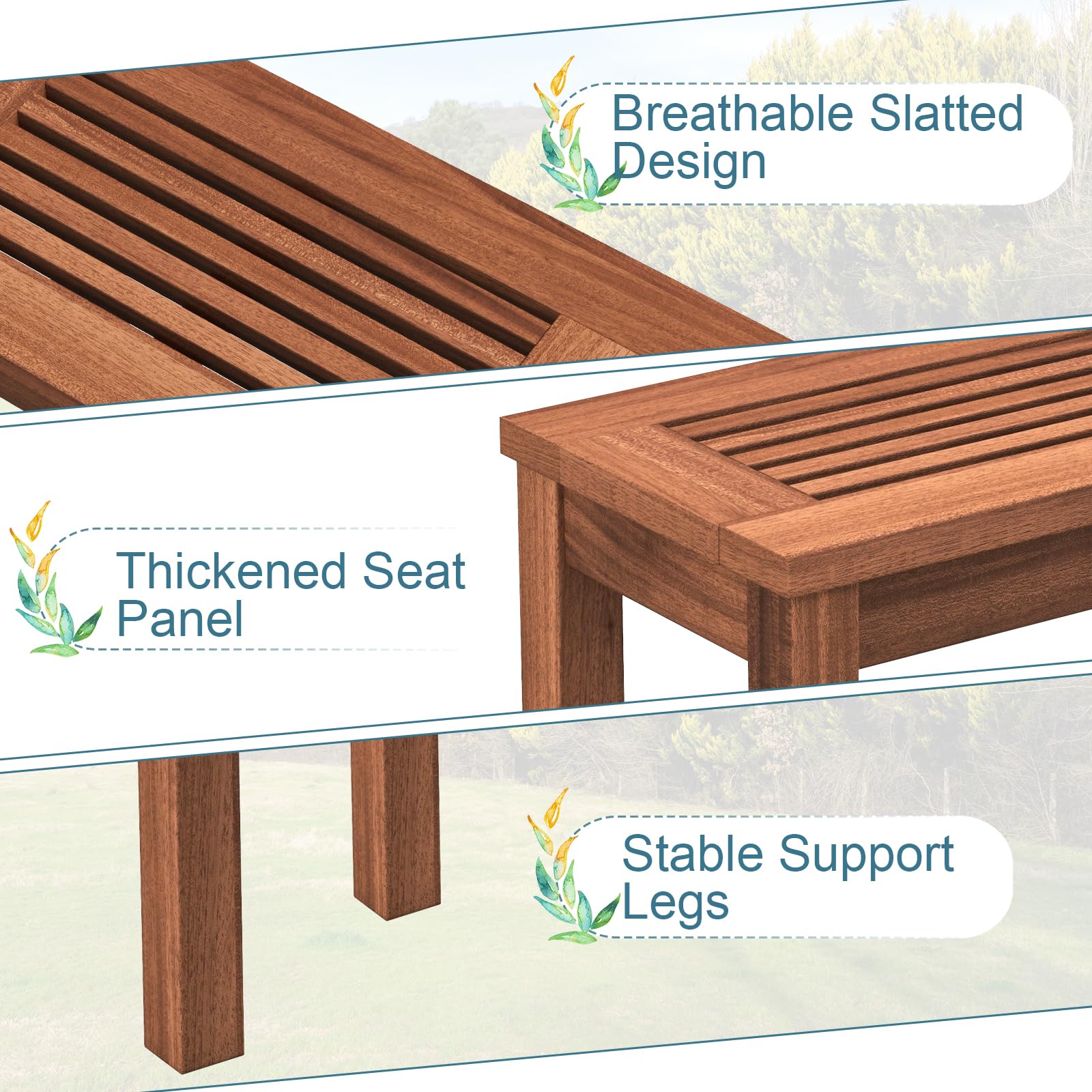 2-Seater Wooden Outdoor Bench
