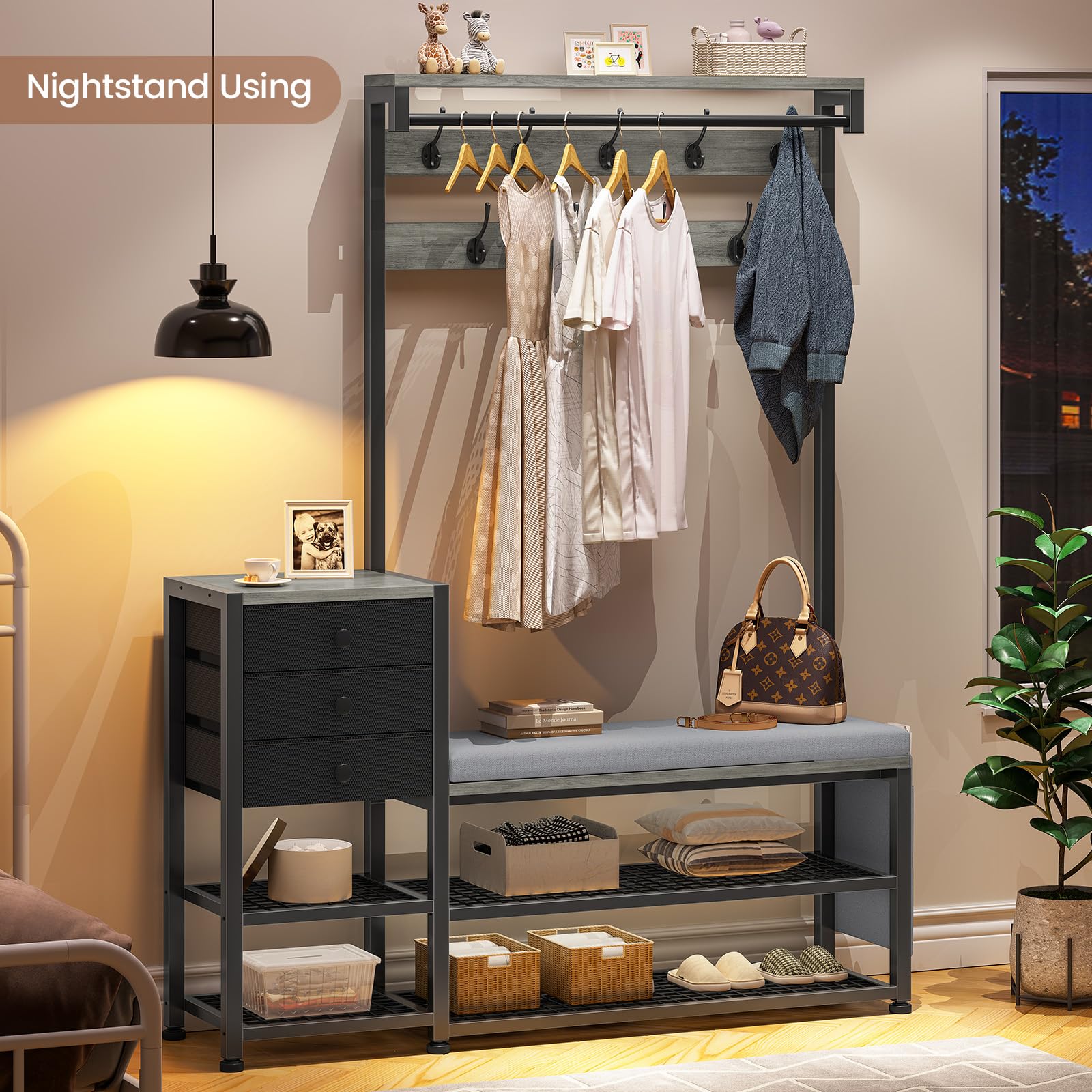 Hall Tree with Bench and Shoe Storage