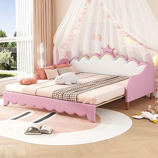 Twin Size Princess Daybed with Crown Headboard