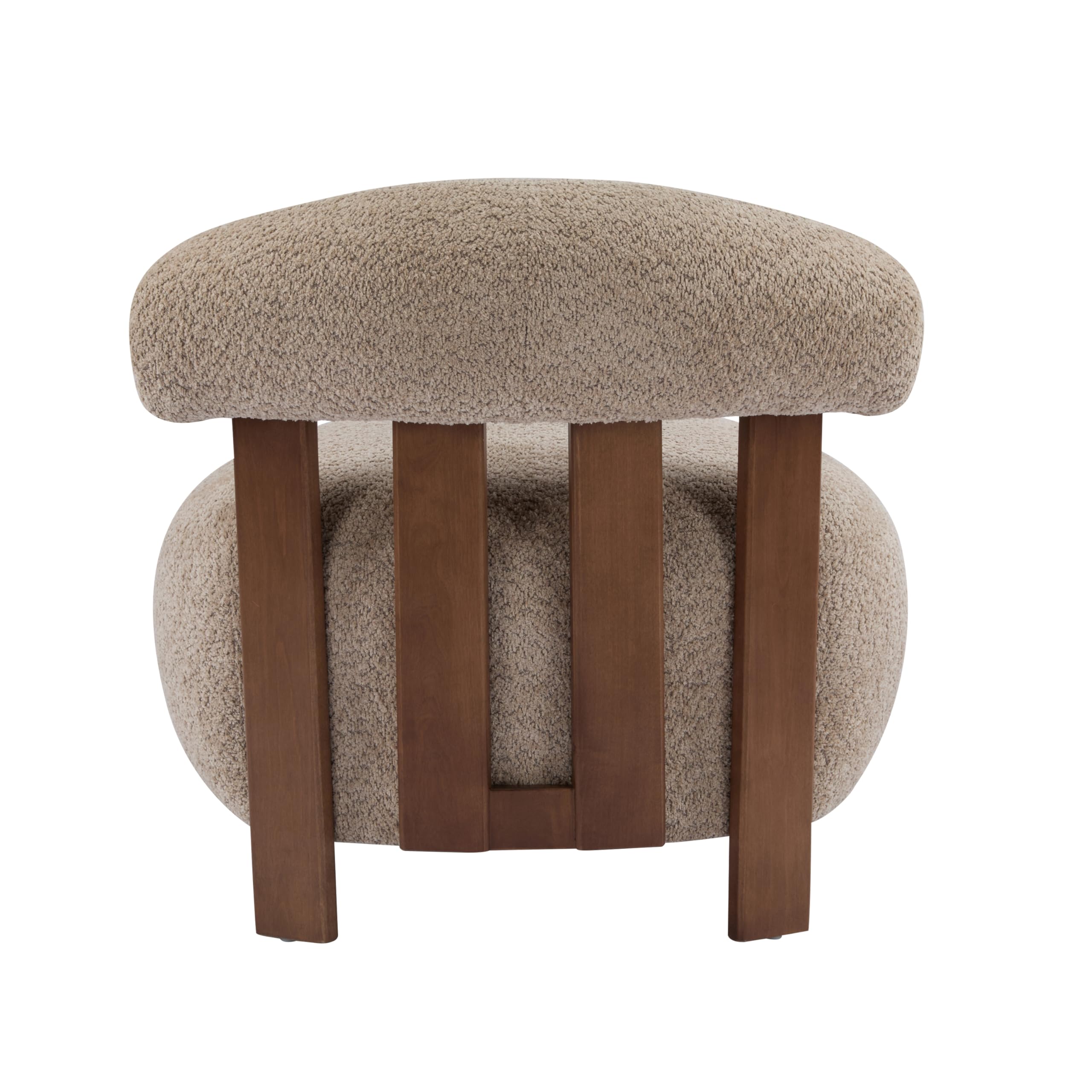 Boucle Fabric Accent Chair with Solid Wood Frame