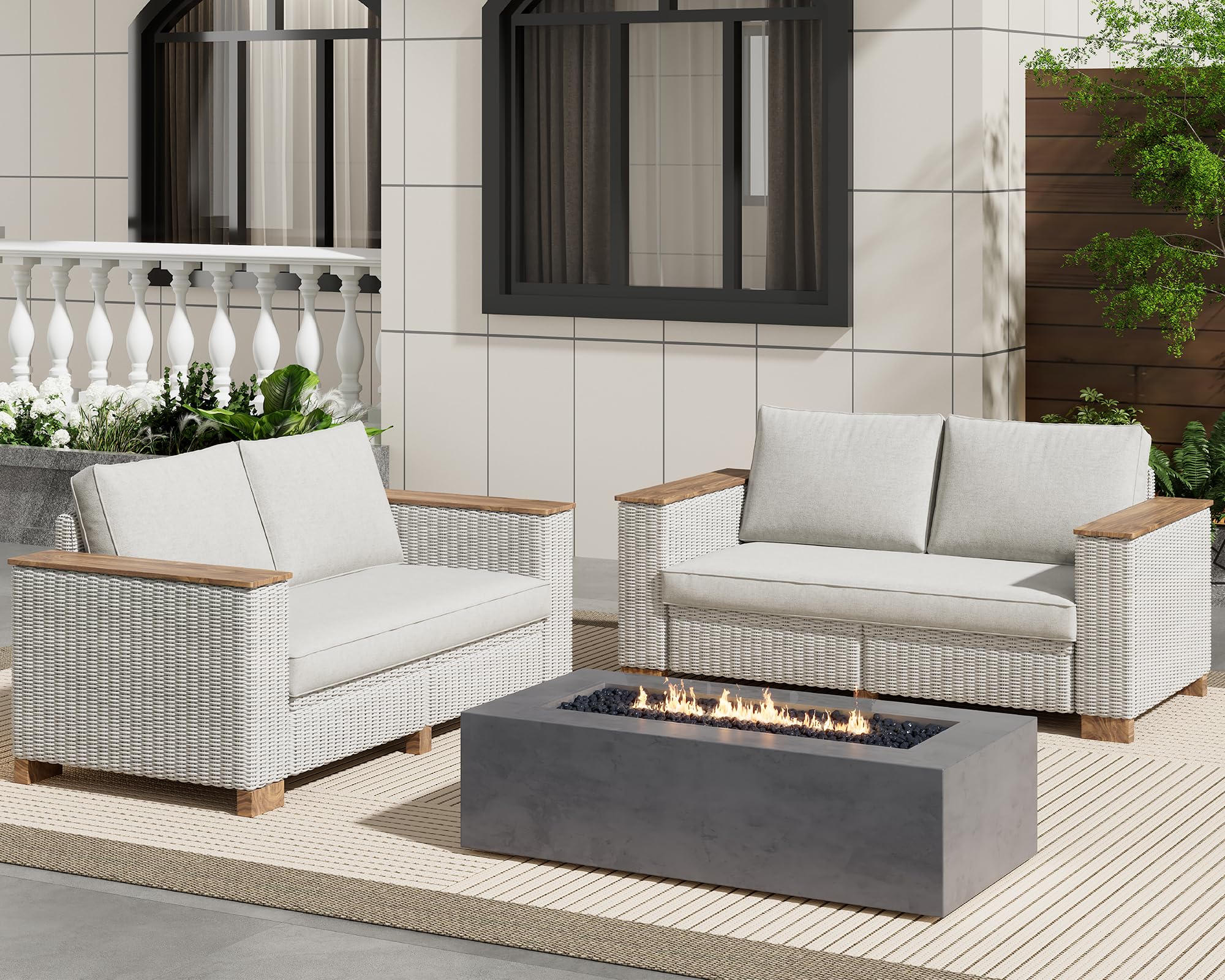 4 Piece Outdoor Patio Rattan Wicker Sofa Set with Washable Cushions