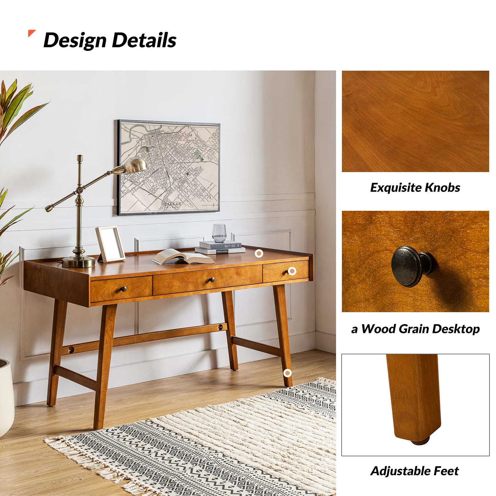 Mid-Century Modern Writing Desk with Drawers