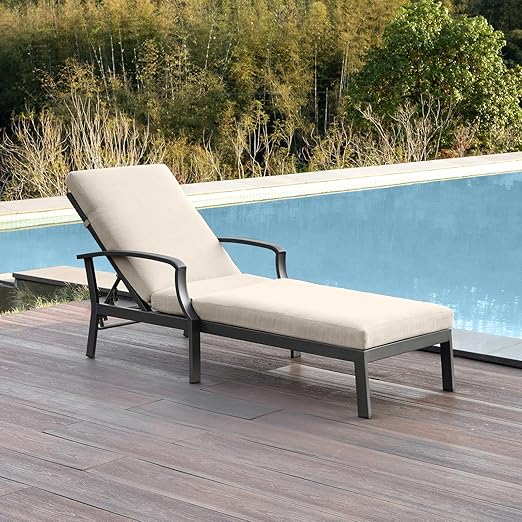 2-Piece Aluminum Patio Chaise Lounge Set with Cushions