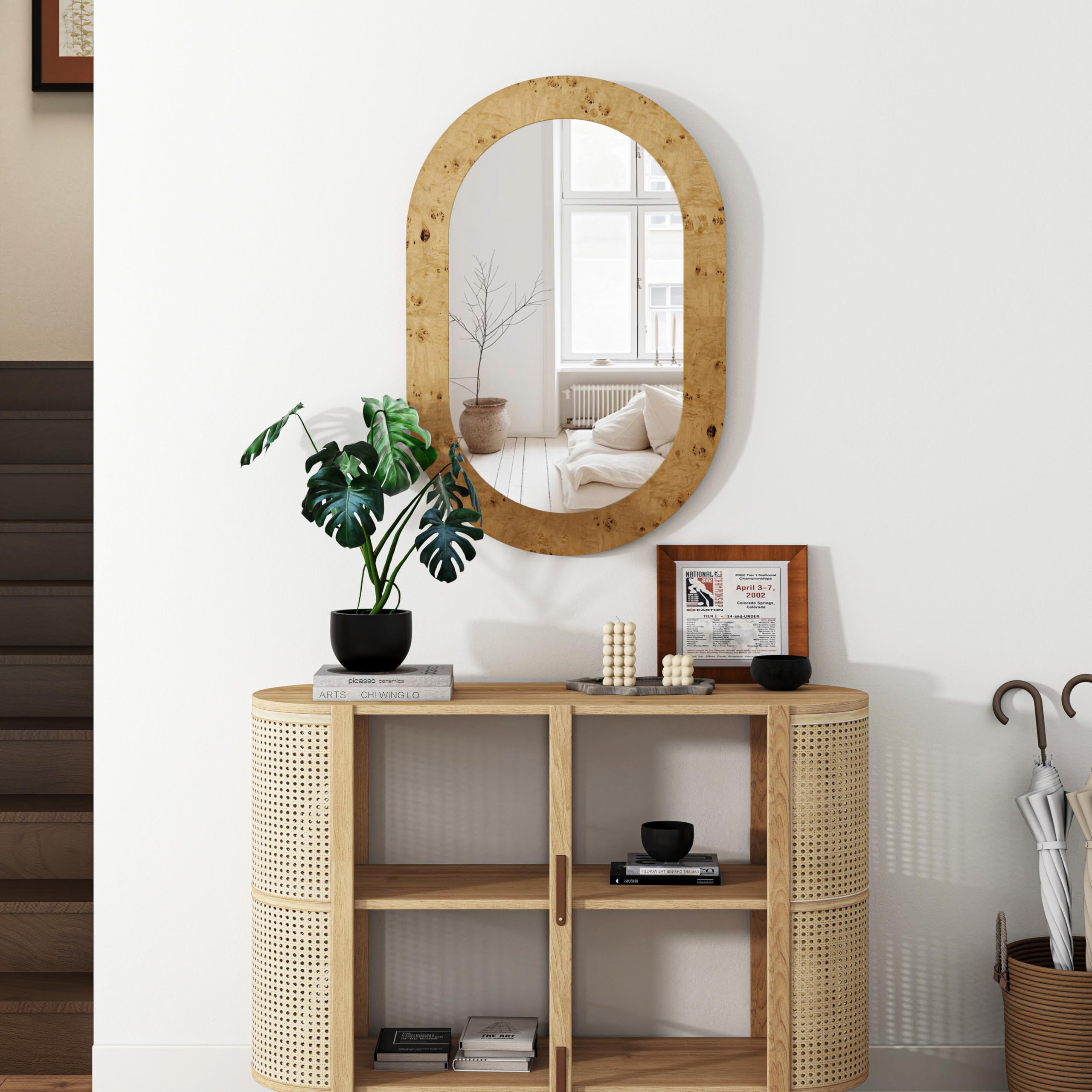 Oval Burlwood Wall Mirror