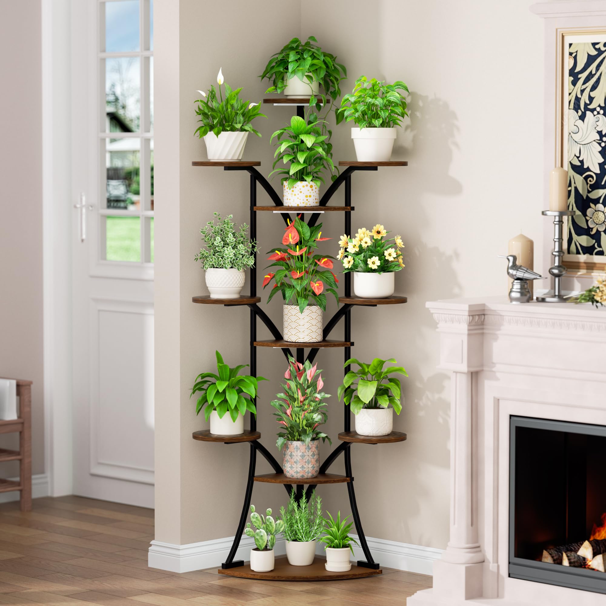 11-Tier Corner Plant Stand with Grow Lights