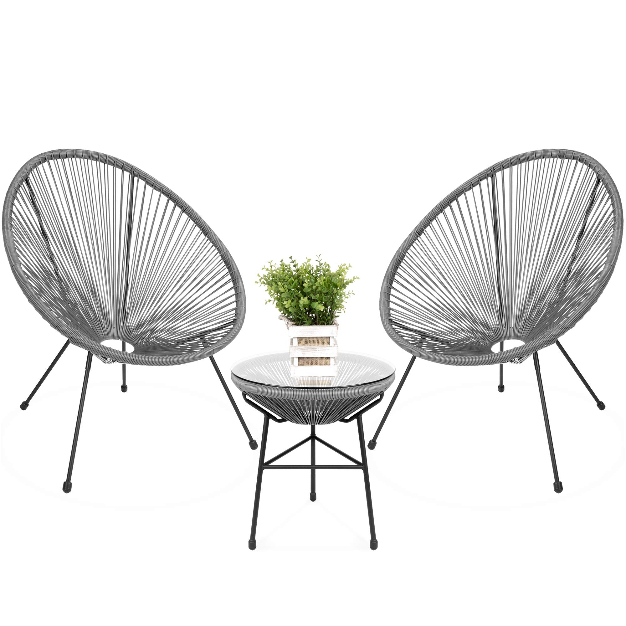 3-Piece Acapulco Patio Bistro Set with Glass Table