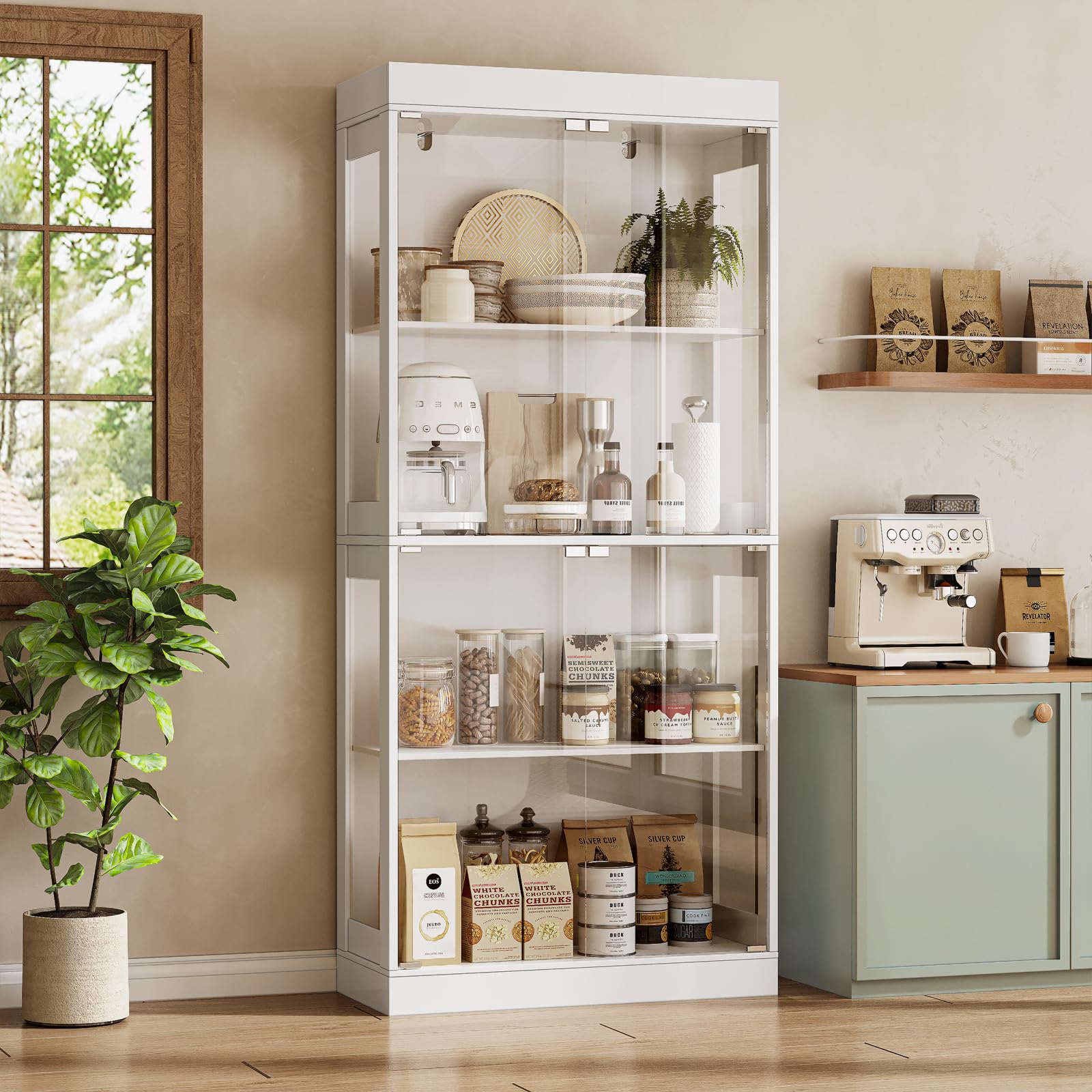 70.1" Display Cabinet with Glass Doors - 4-Tier Curio Cabinet