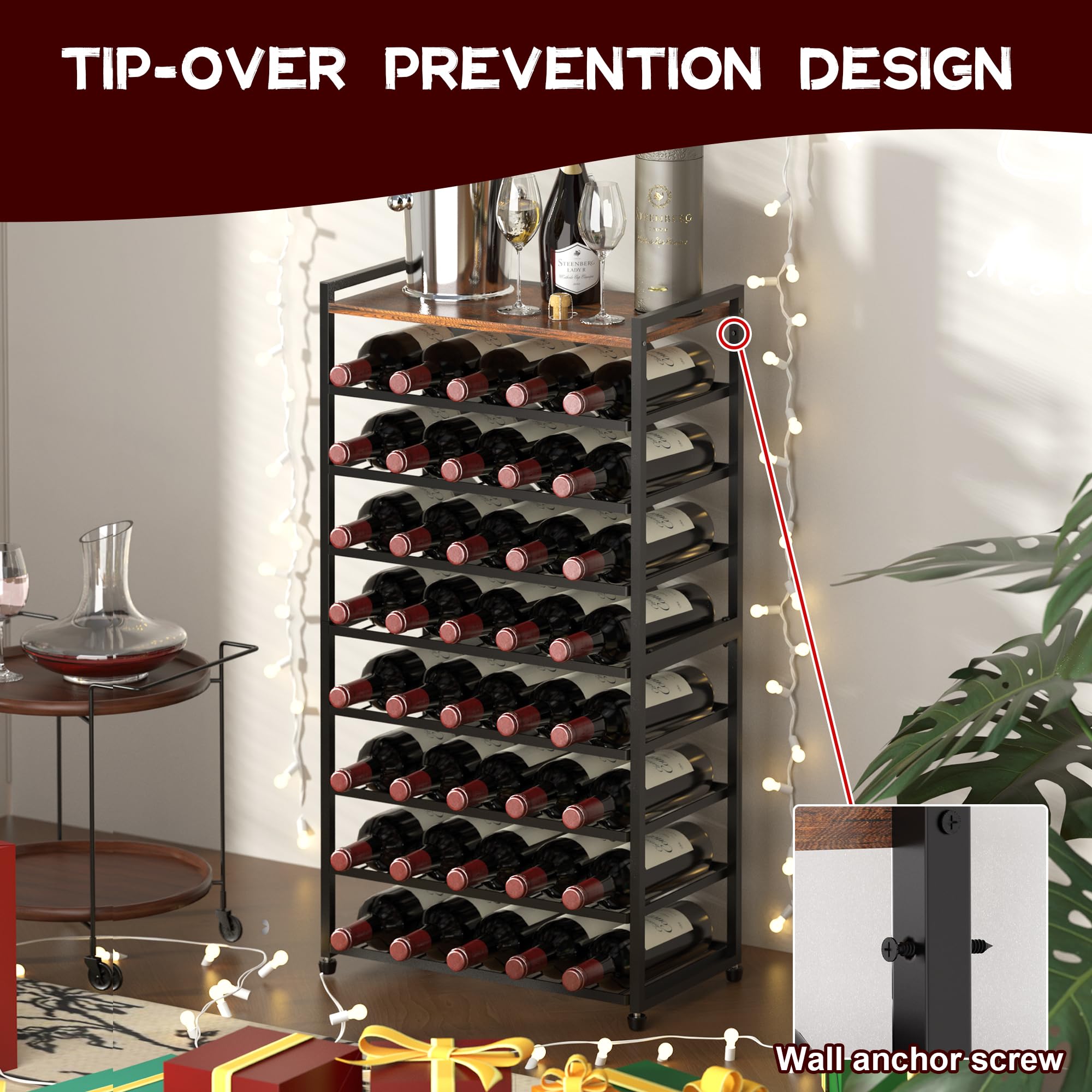 40 Bottle Wine Rack with Table Top