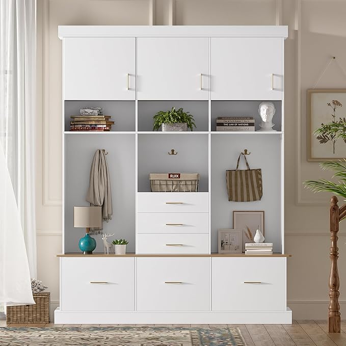 5-in-1 Hall Tree with Bench and Storage