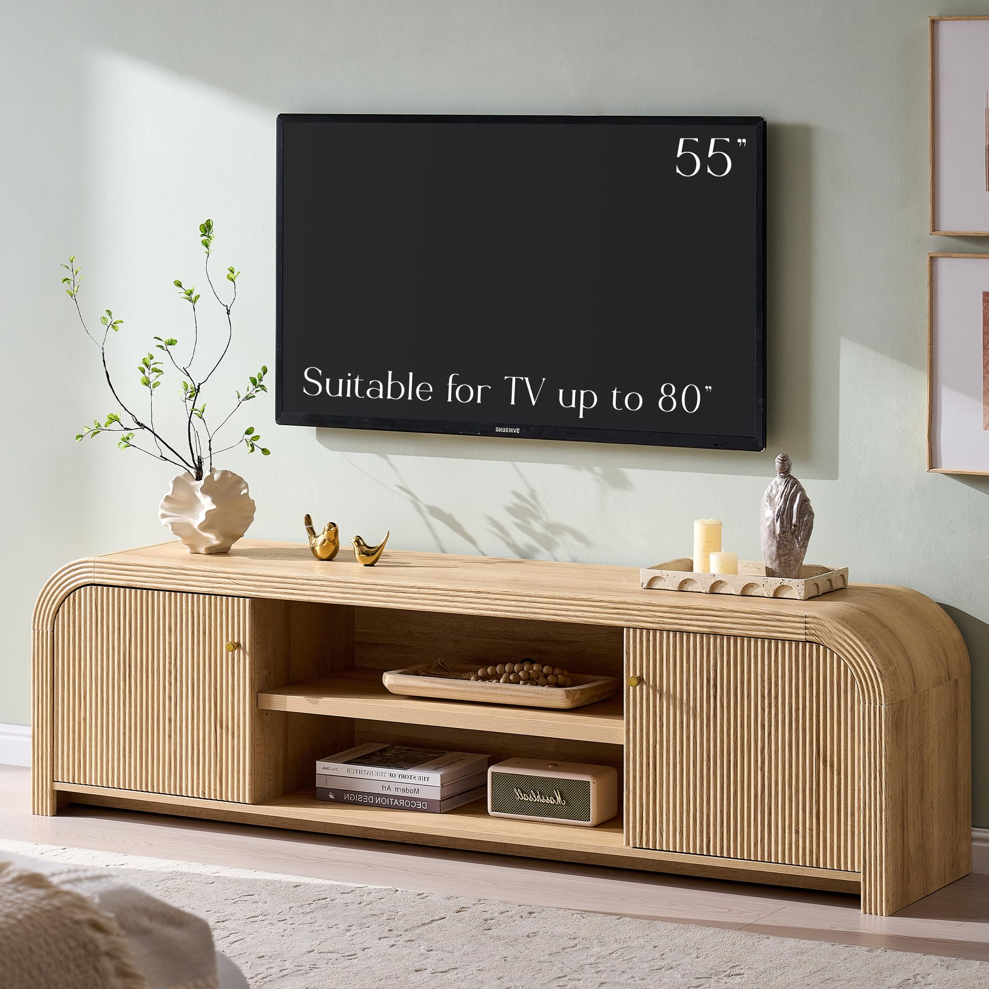 70" Modern Fluted TV Stand with Storage
