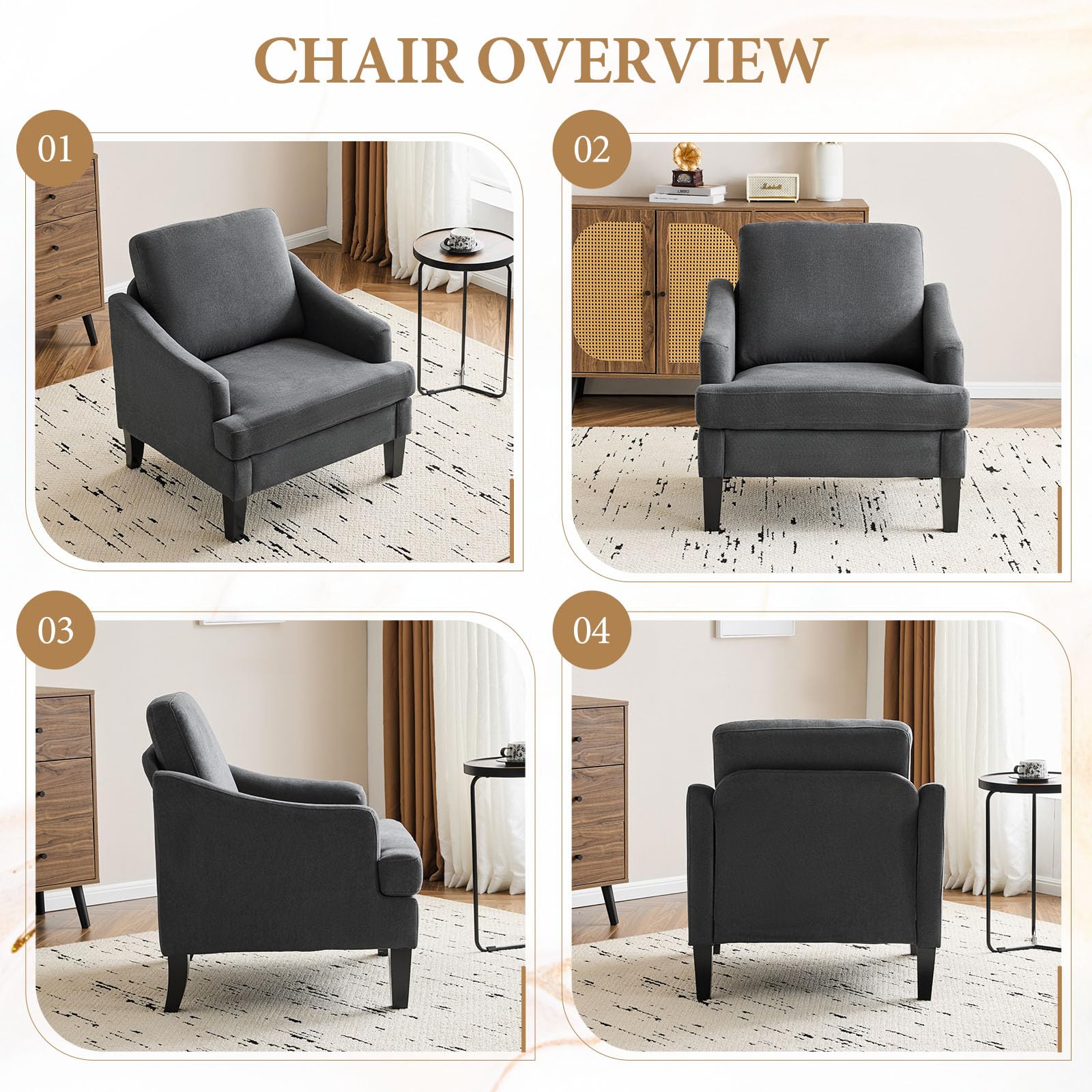 Modern Accent Chair with Wood Legs