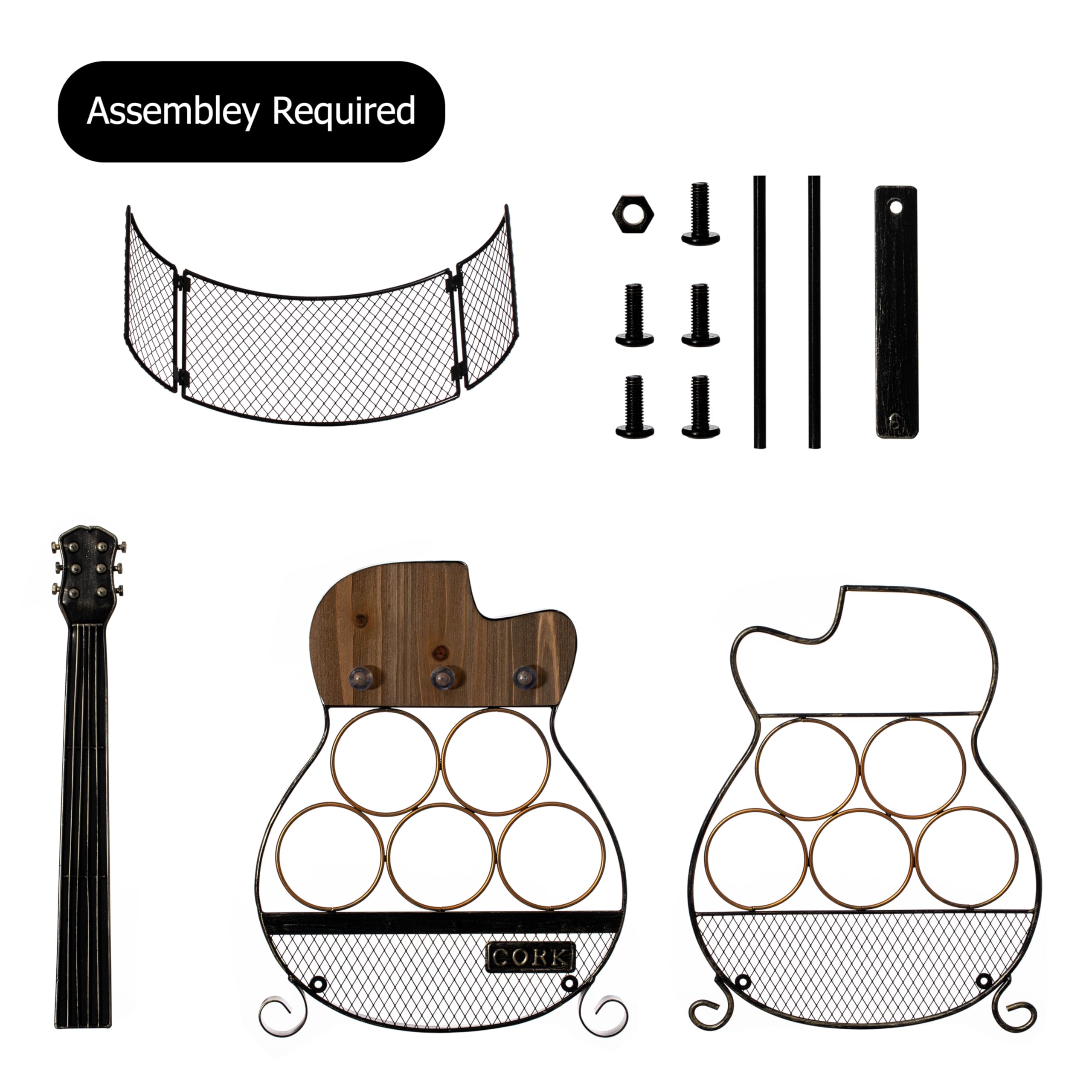 Guitar Wine Rack 5-Bottle LED Freestanding