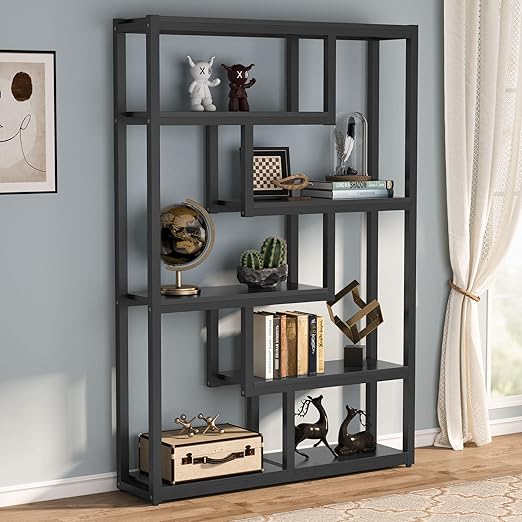 6-Tier Industrial Bookshelf White 69 Inch