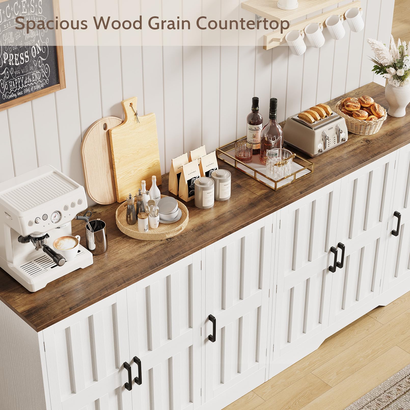 85" Farmhouse Buffet Cabinet with 6 Doors