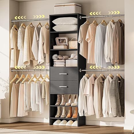 Closet System with 2 Drawers and Telescopic Rods