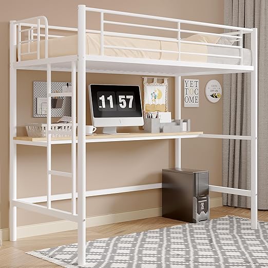 Twin Loft Bed with Desk and Ladder