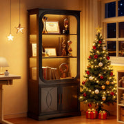 Display Curio Cabinet with Glass Doors and LED Lights