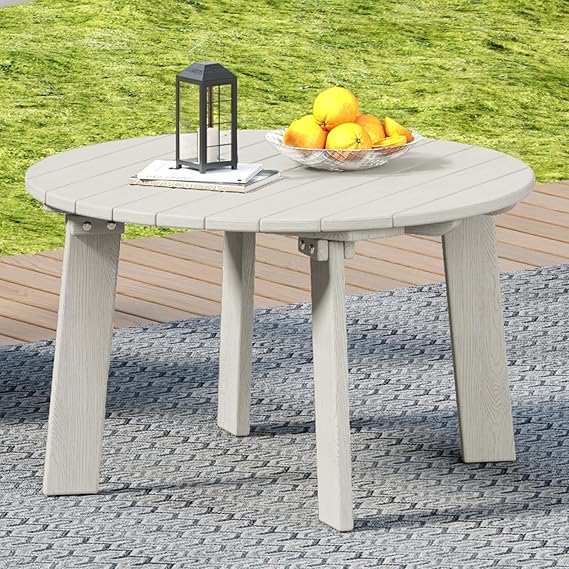 Round Outdoor Coffee Table Grey 31.5 Inch
