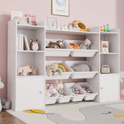 Kids Toy Storage Organizer with 8 Bins and 4-Tier Bookshelf