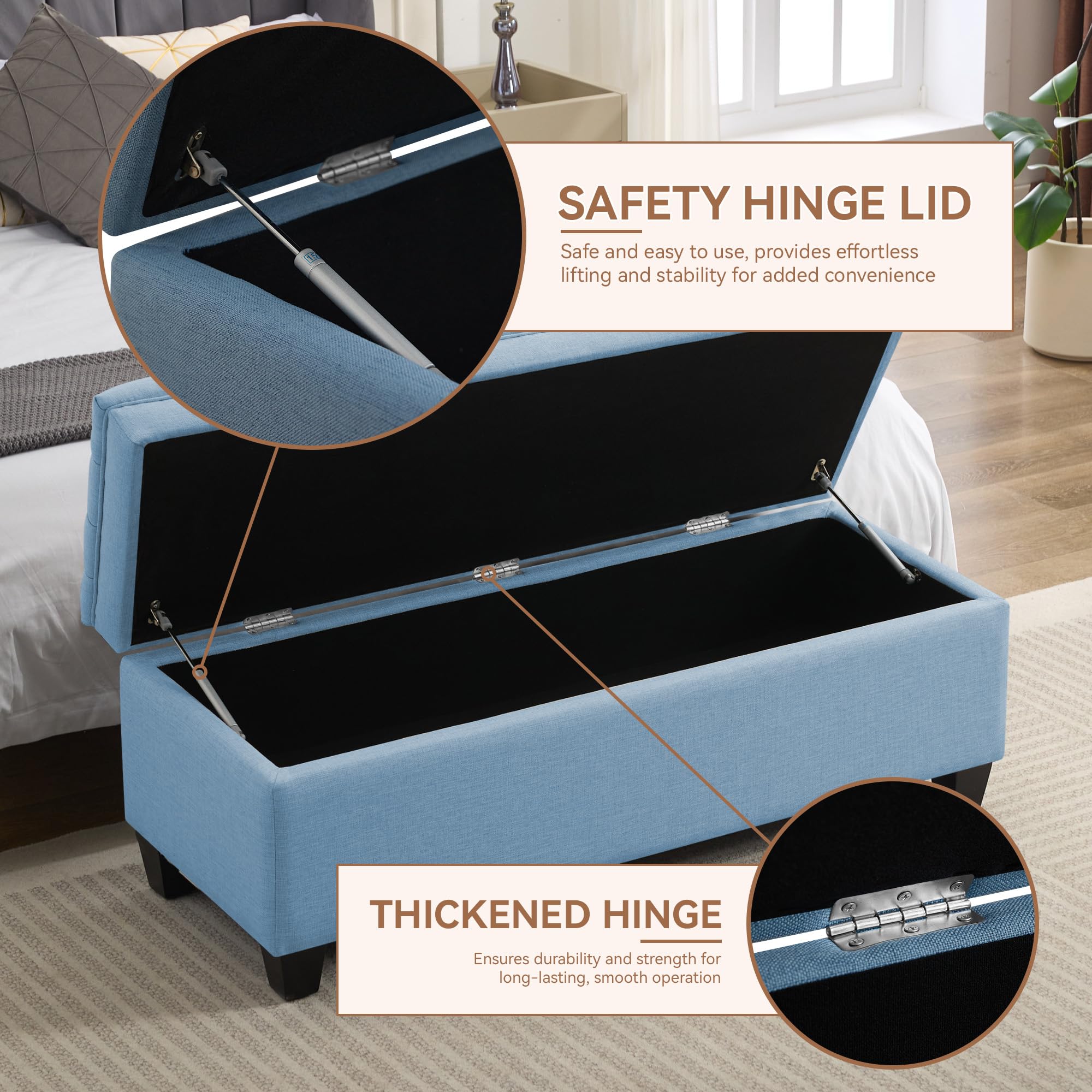 Storage Ottoman Bench with Tufted Upholstery