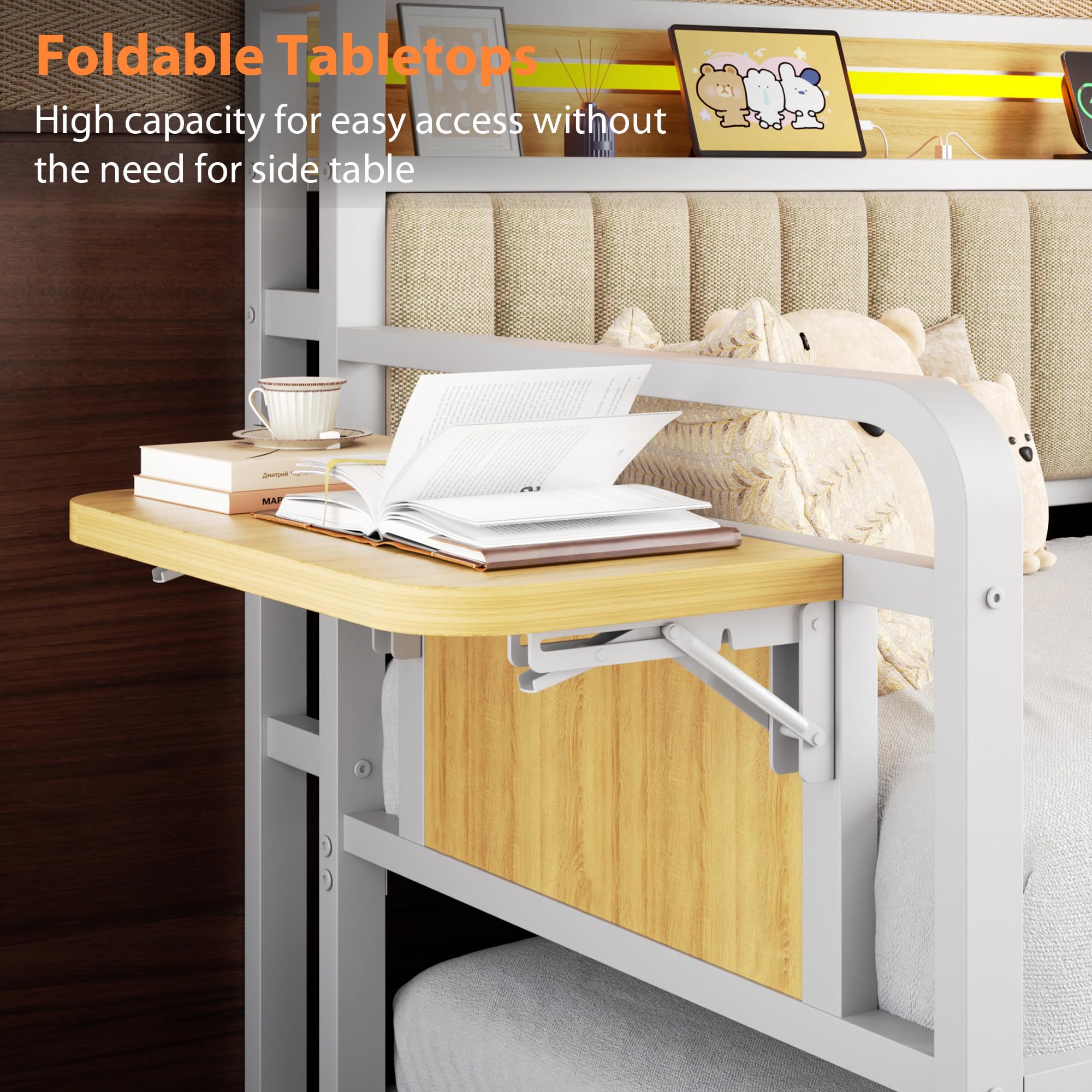 Twin Daybed with Pop-Up Trundle and LED Lights