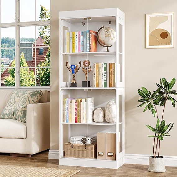 70.1" Display Cabinet with Glass Doors - 4-Tier Curio Cabinet