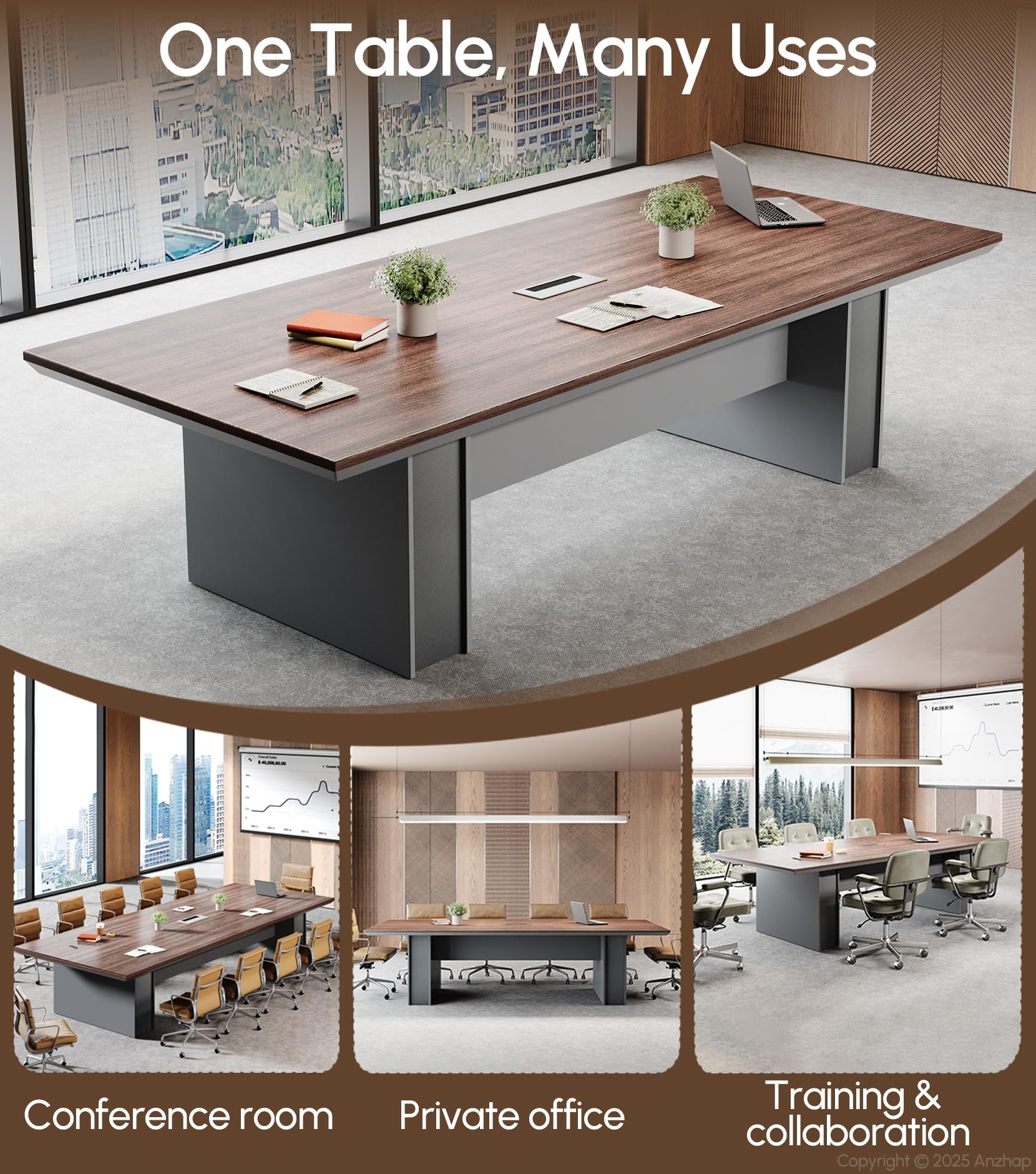 8 Foot Conference Table with Cable Management