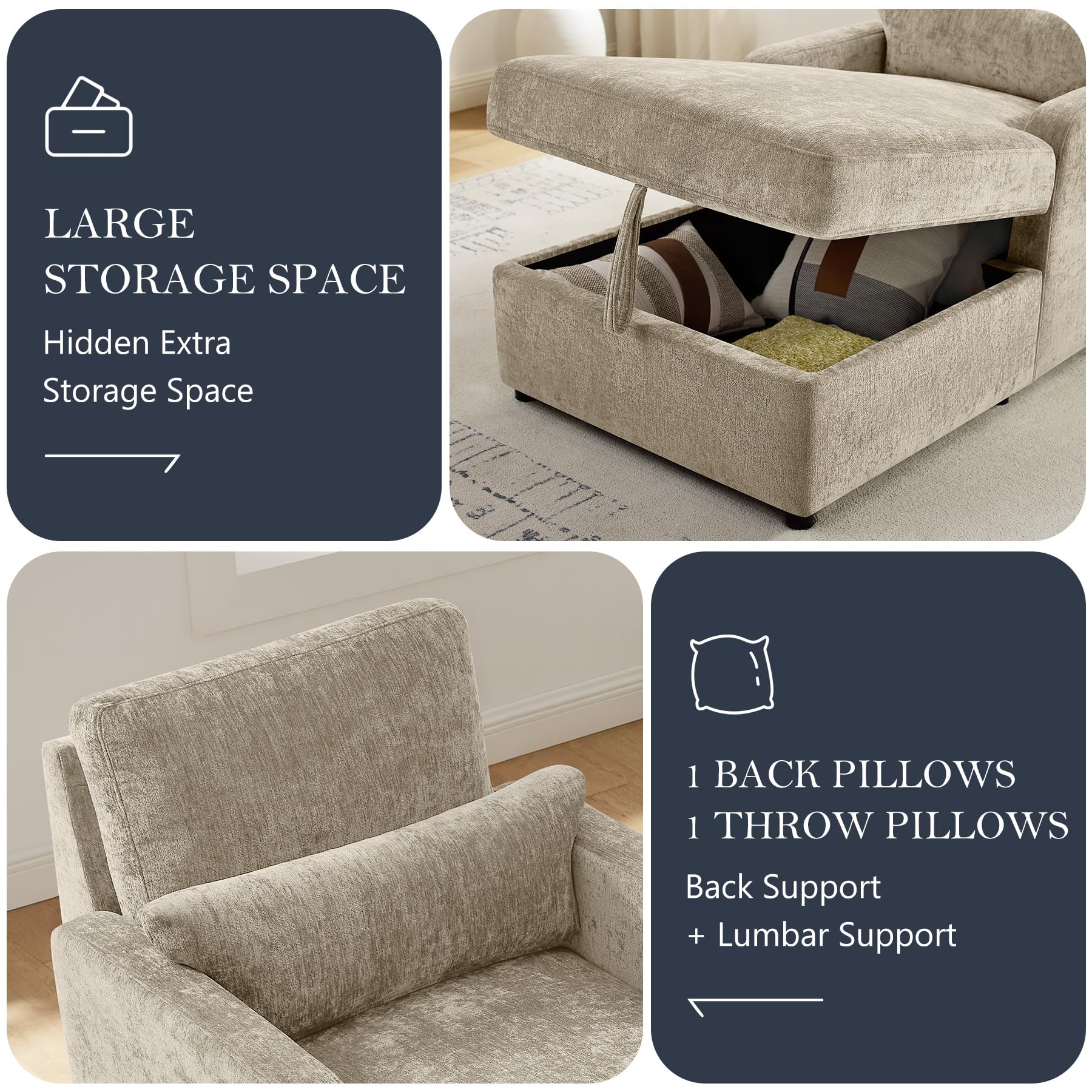 Adjustable Chaise Lounge Chair with Storage