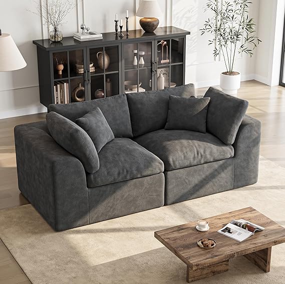 108 Inch L-Shaped Sectional Sofa with Ottoman