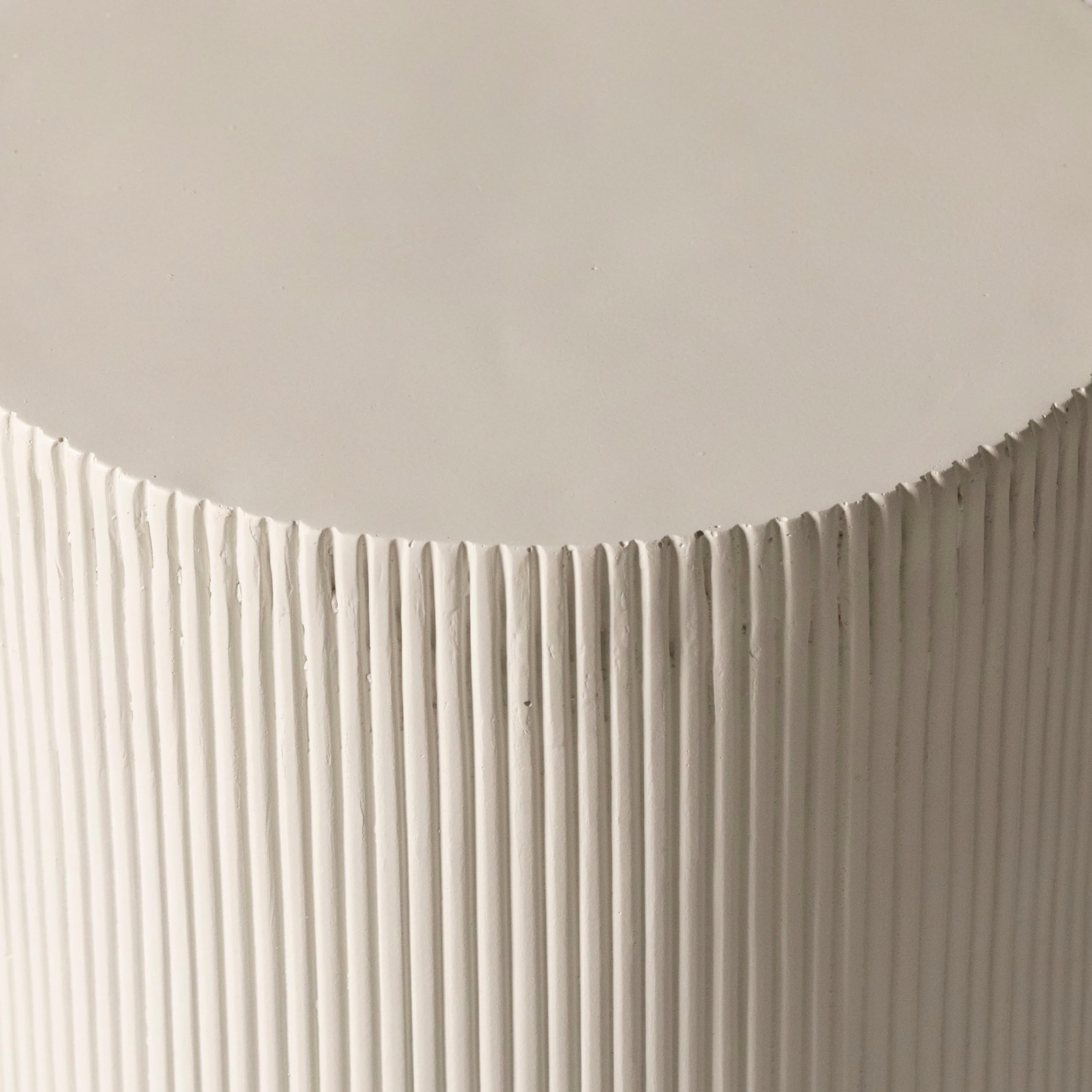 Modern Round Fiberstone Side Table - Weather-Resistant Outdoor Accent End Table