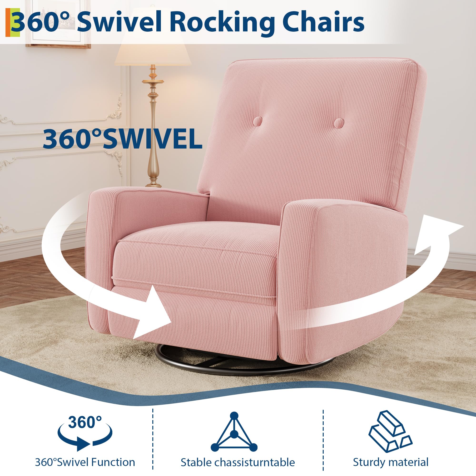 360° Swivel Rocking Glider Recliner Chair