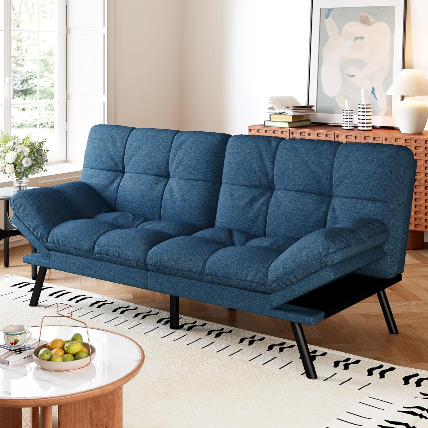 Convertible Futon Sofa Bed with Memory Foam
