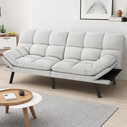 Convertible Futon Sofa Bed 70" with Adjustable Backrest
