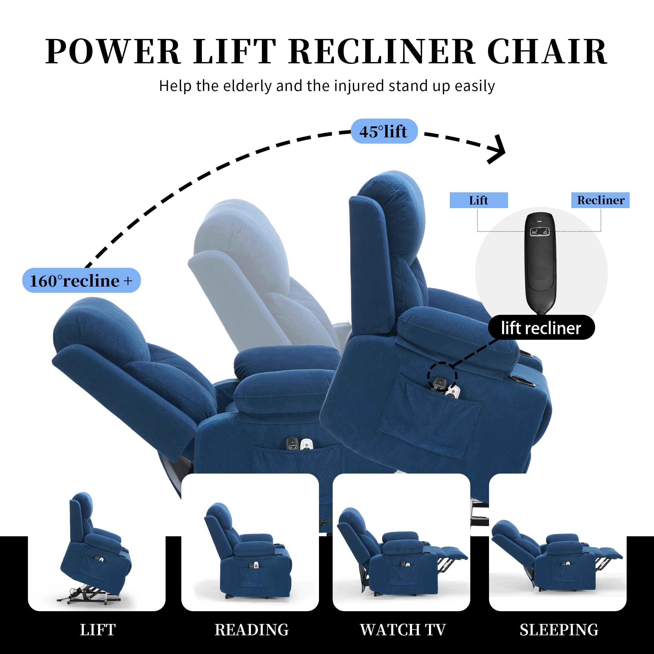 Power Lift Recliner Chair with Massage and Heat