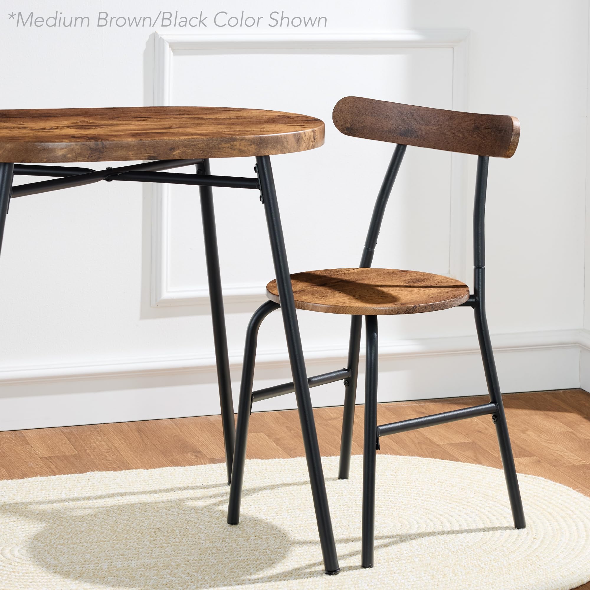 3-Piece Oval Dining Table Set with 2 Chairs