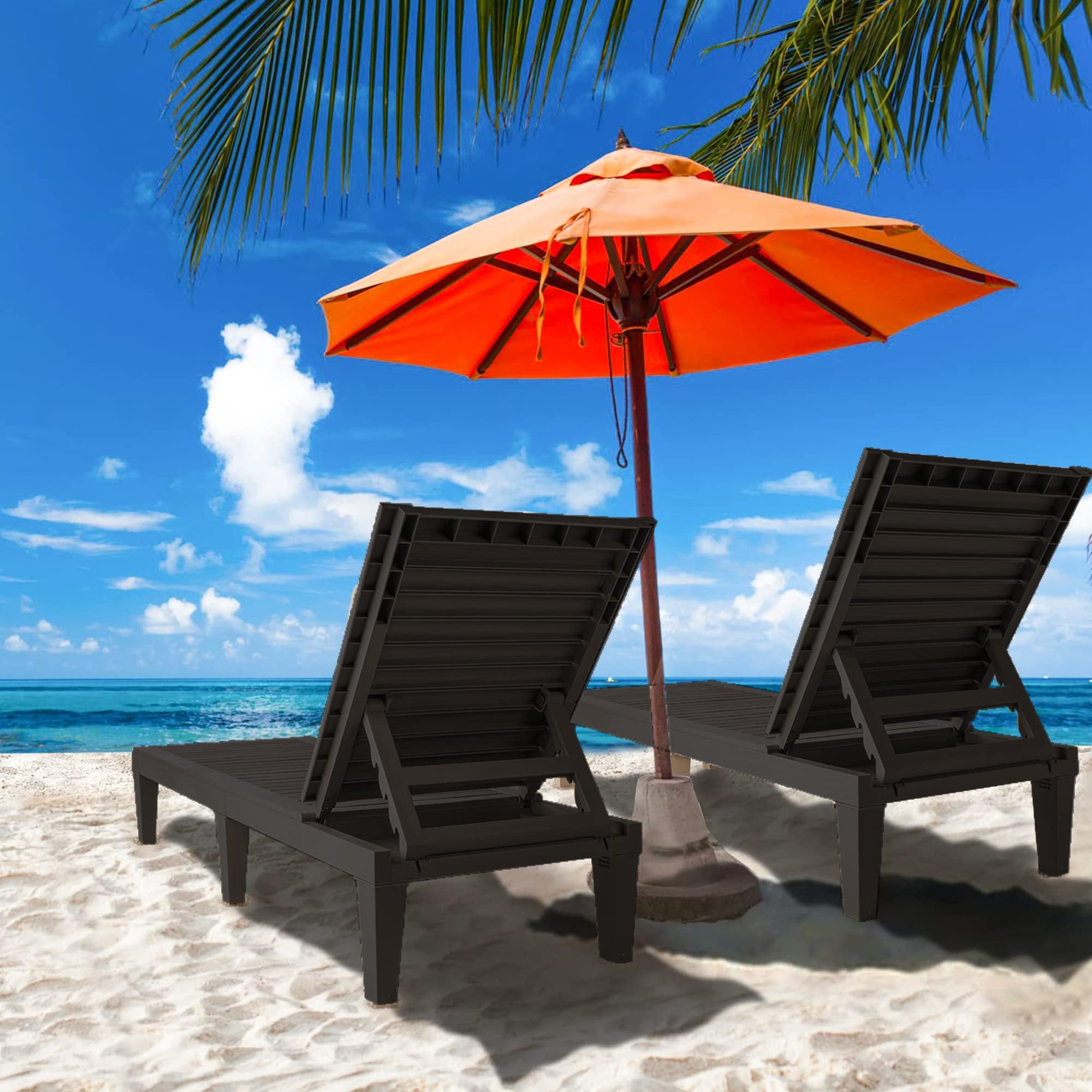 Adjustable Outdoor Chaise Lounge Set of 4 with 5-Position Backrest